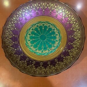 Vintage Pier 1 Regal Purple and Green Decorative Bowl